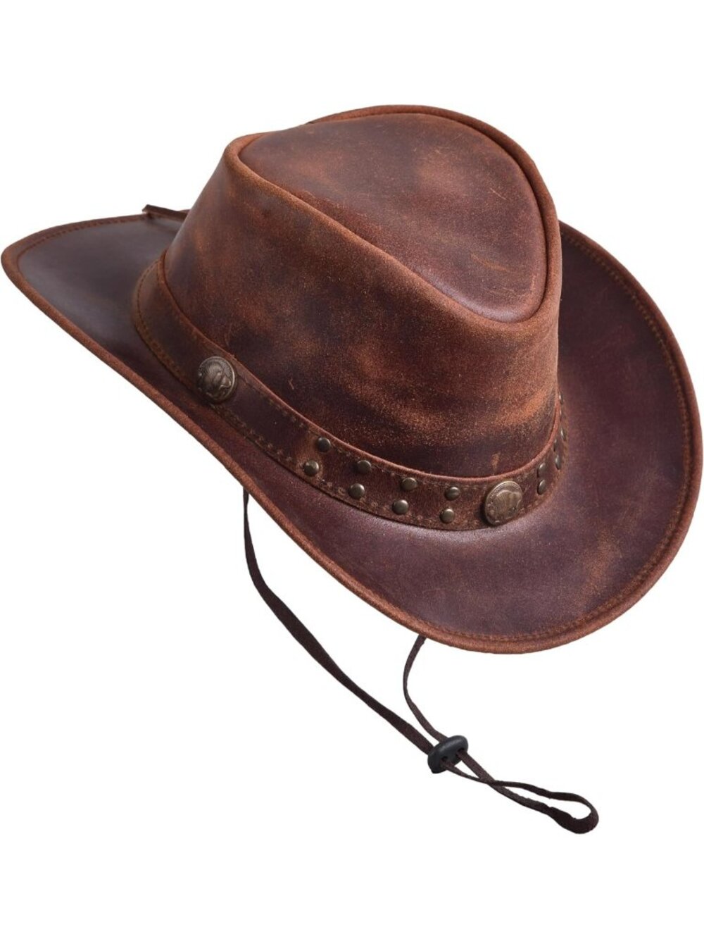 Shapeable Outback Western Leather Hat | Unisex Steampunk Cowboy Wide Brim